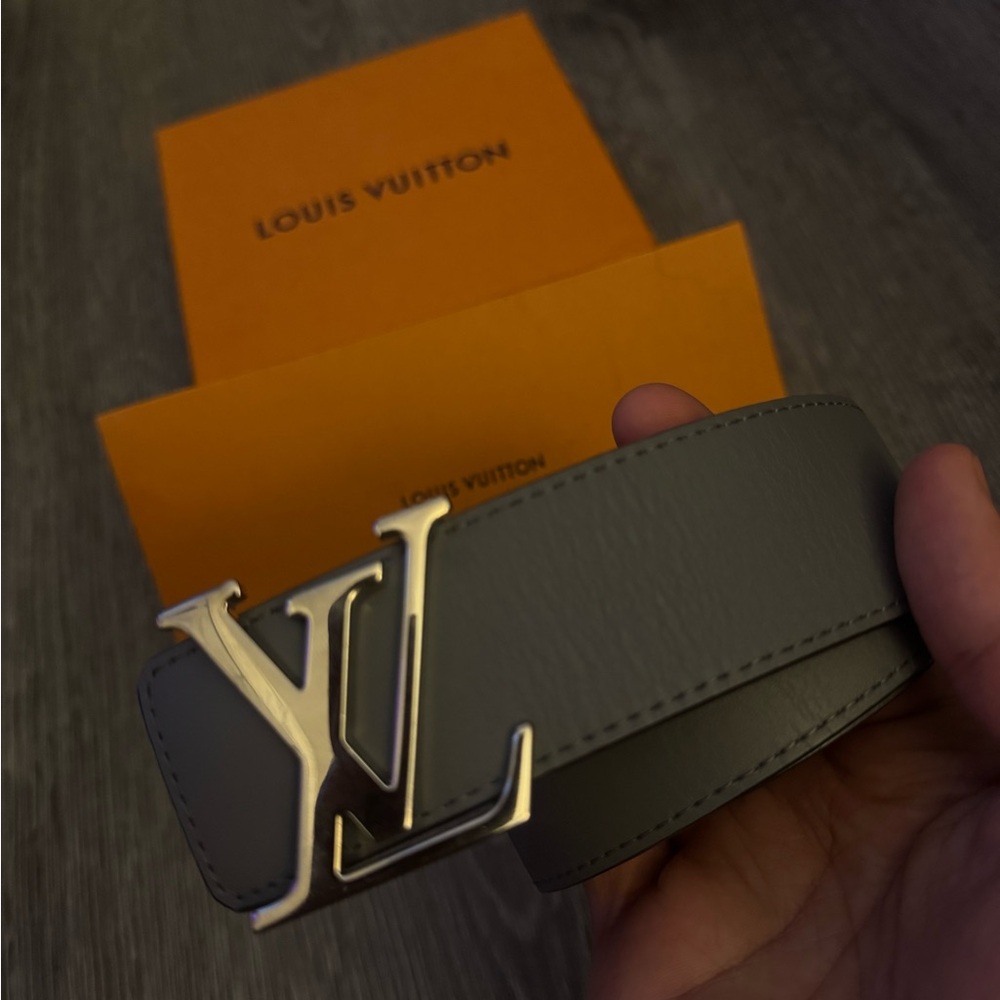 Used Louis Vuitton Reversible LV Black Gray Leather Belt Authentic 40mm